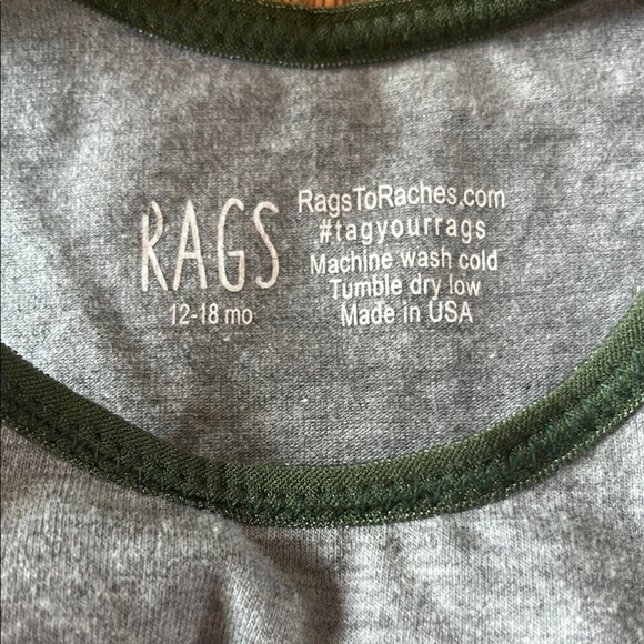 RAGS Gray Baby Romper with Green Camo Trim - Picture 2 of 4